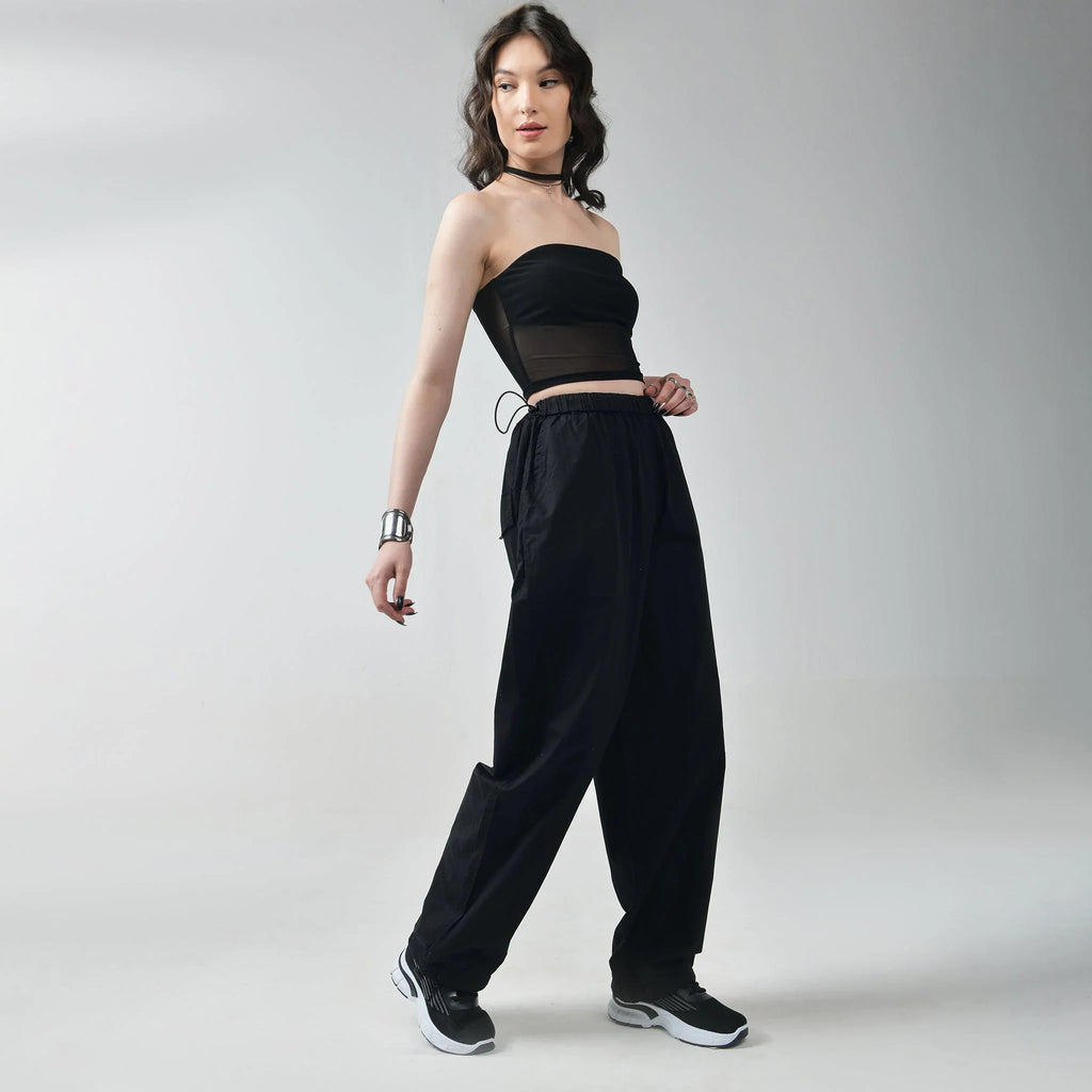 Black Tube Top & Black Parachute Pants - I Z F