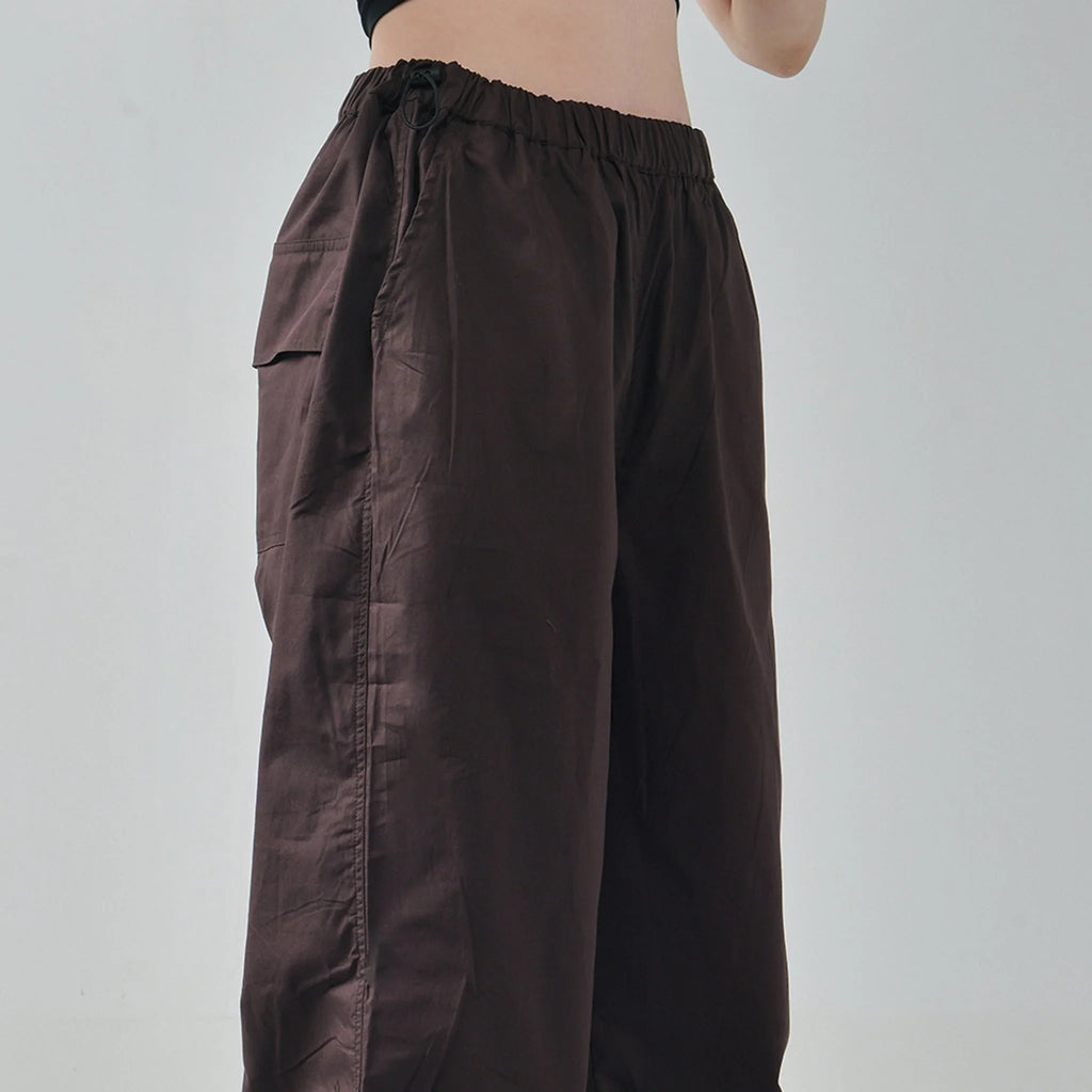 Black Tube Top & Brown Parachute Pants - I Z F