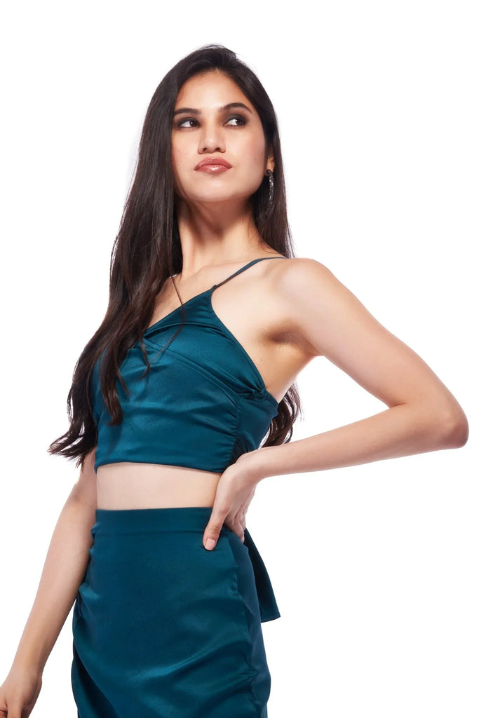 Black Wrap Satin Top - I Z F