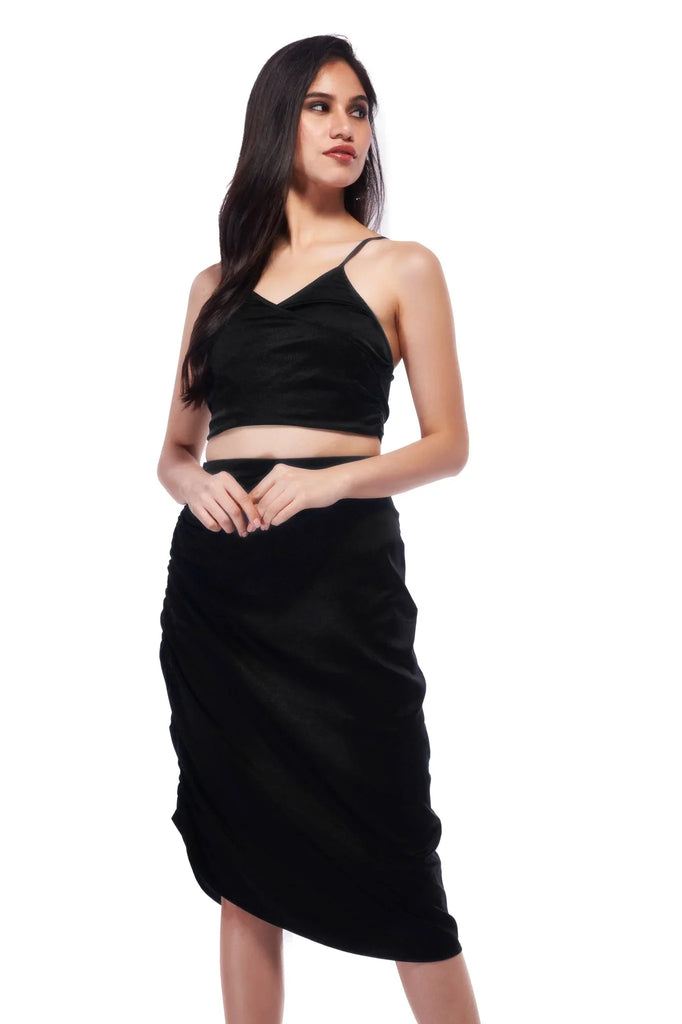 Black Wrap Satin Top - I Z F