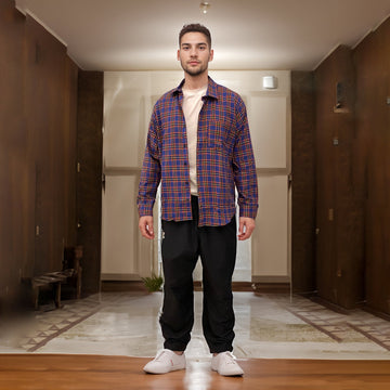 Blue checks cotton relaxed fit shirt - I Z F