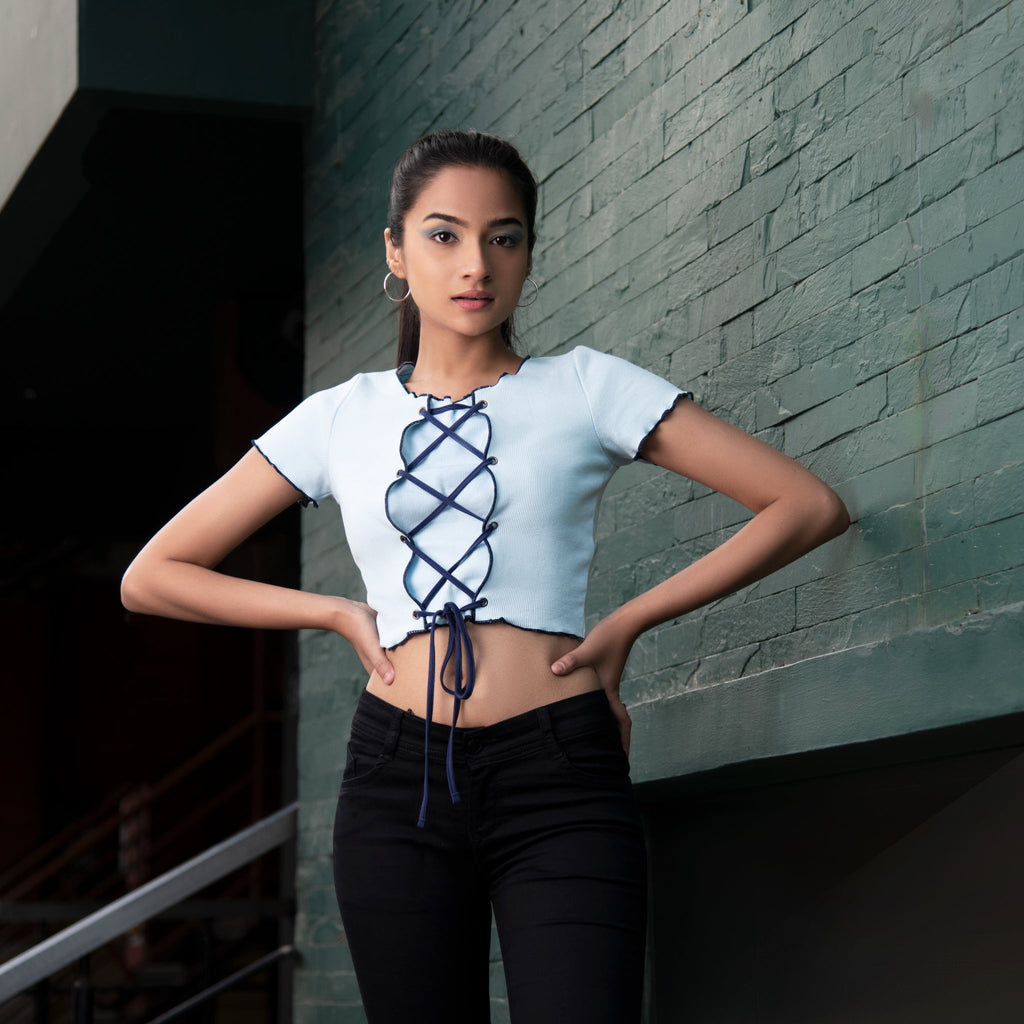 Blue Criss Cross Front Top - I Z F