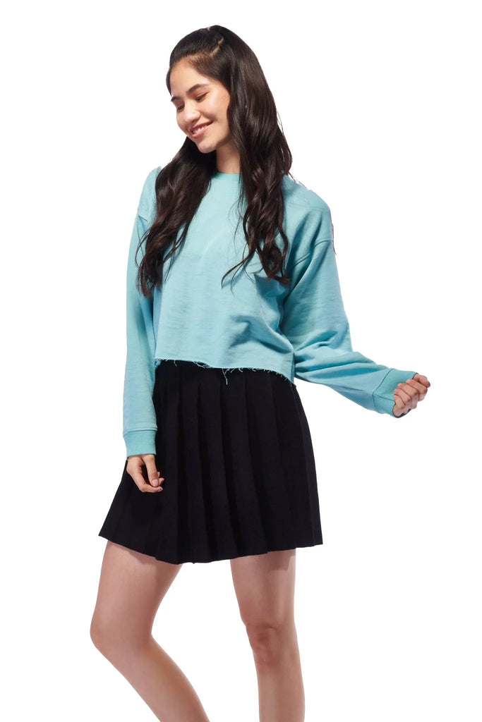 Blue Crop Casual Sweatshirt - I Z F