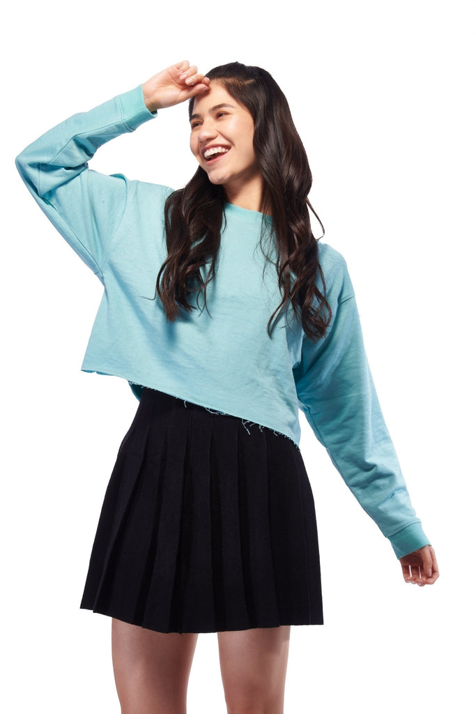 Blue Crop Casual Sweatshirt - I Z F