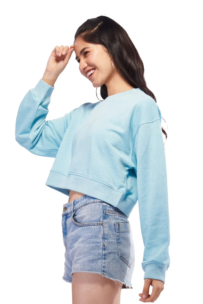 Blue Oversized Crop Sweatshirt - I Z F