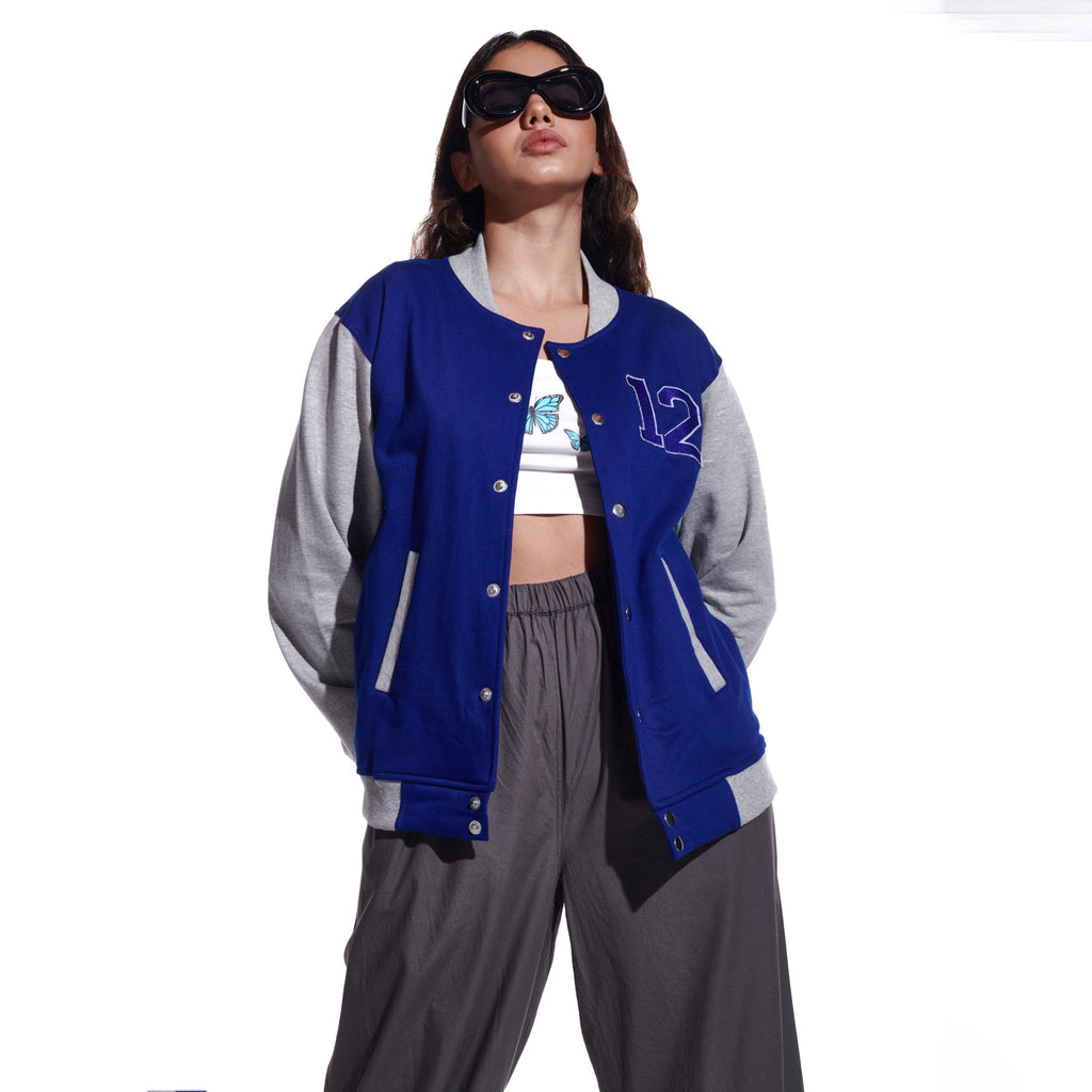 Blue Unisex Varsity Jacket - I Z F