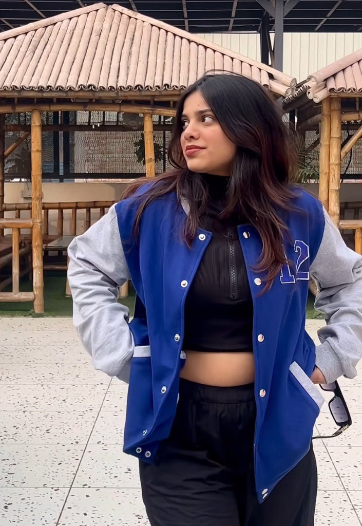 Blue Unisex Varsity Jacket - I Z F