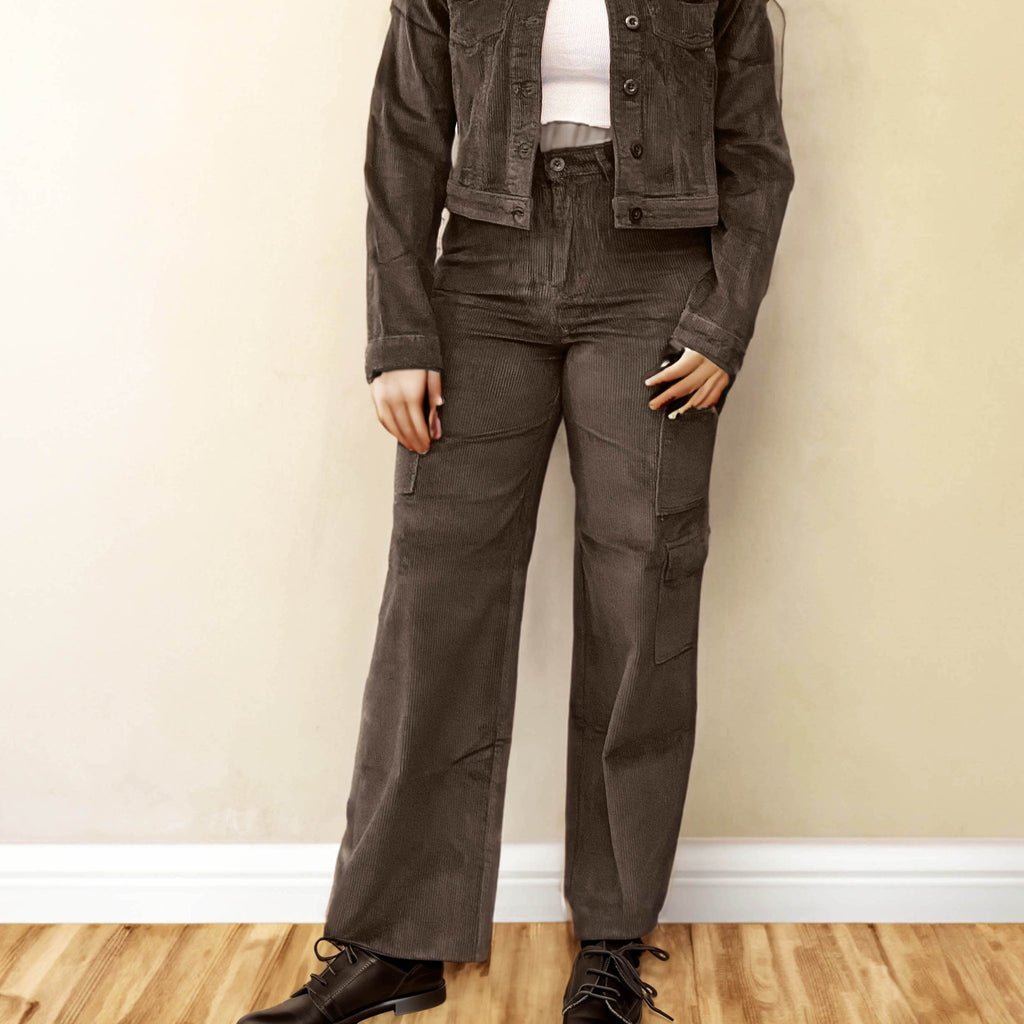 Brown Corduroy Cargo Vintage Pants - I Z F