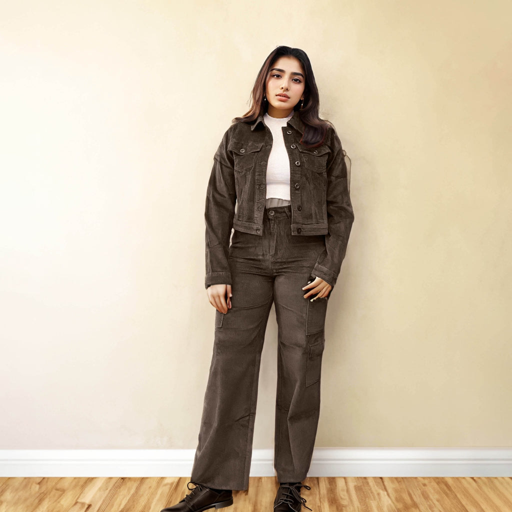 Brown Corduroy Cargo Vintage Pants - I Z F