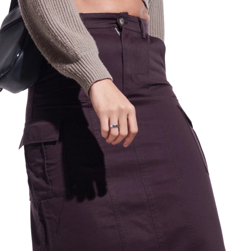 Brown Denim Cargo Skirt - I Z F