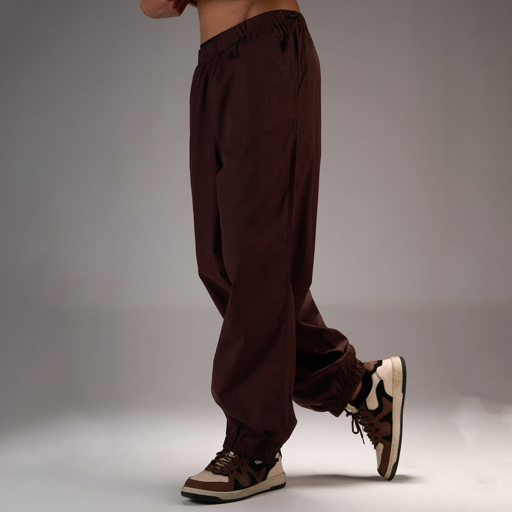 Brown Oversized Parachute Pants - I Z F