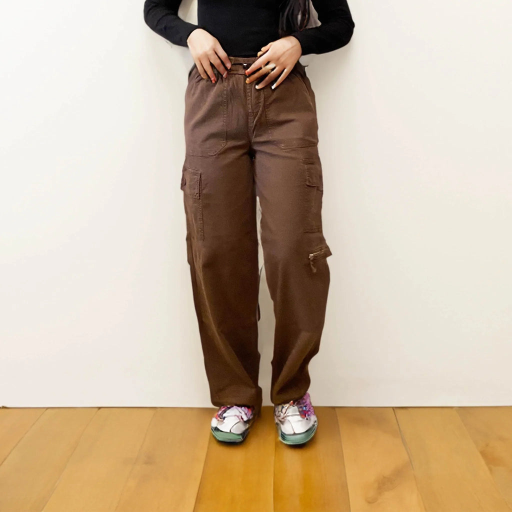 Brown Straight Cargo Pants - I Z F