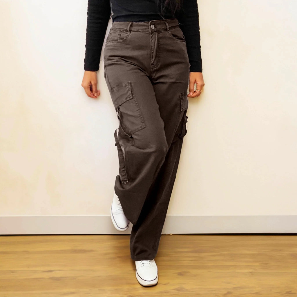 Brown Straight Cargo Pants - I Z F