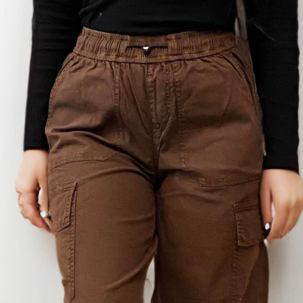 Brown Straight Cargo Pants - I Z F