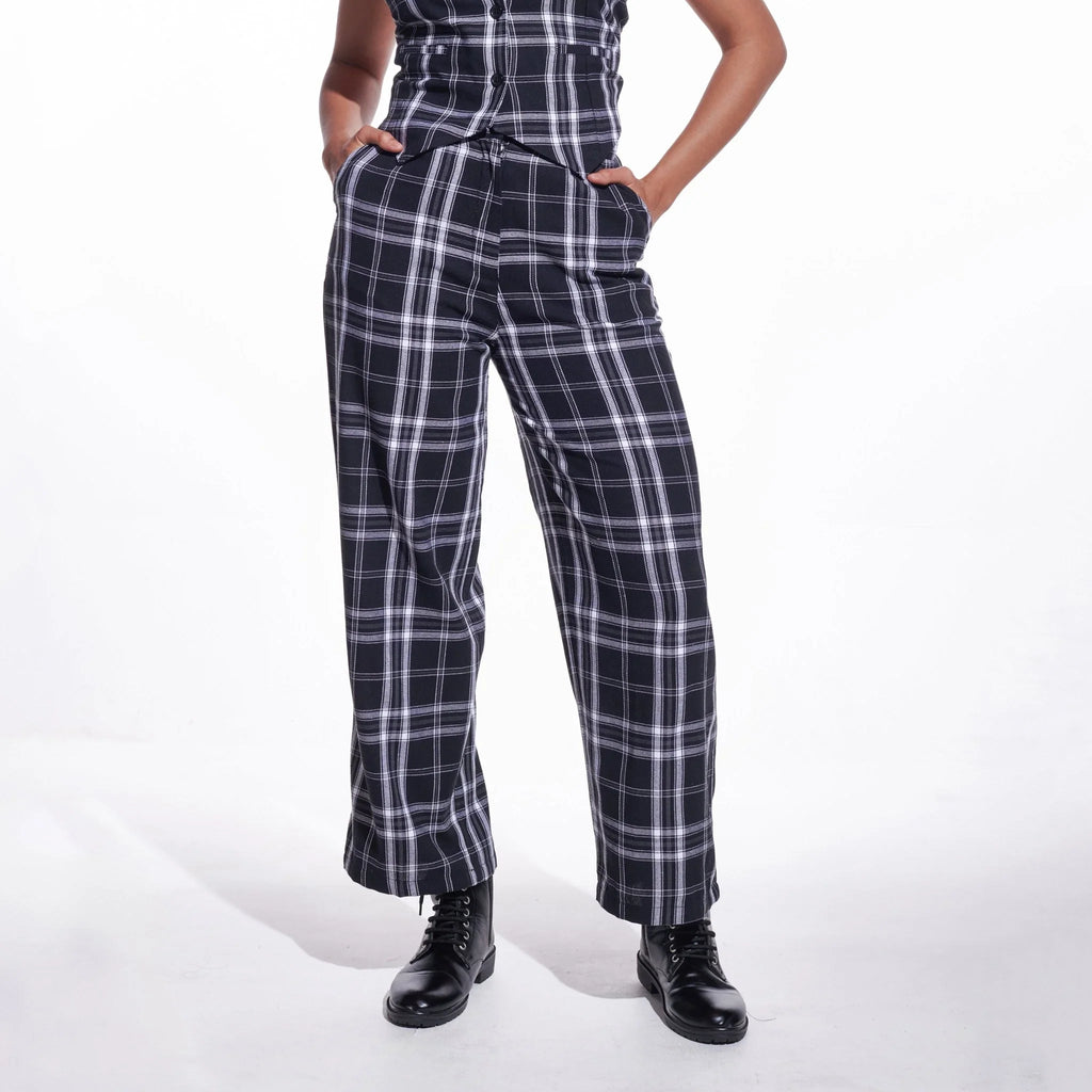 Checkered Wide Leg Pants - I Z F