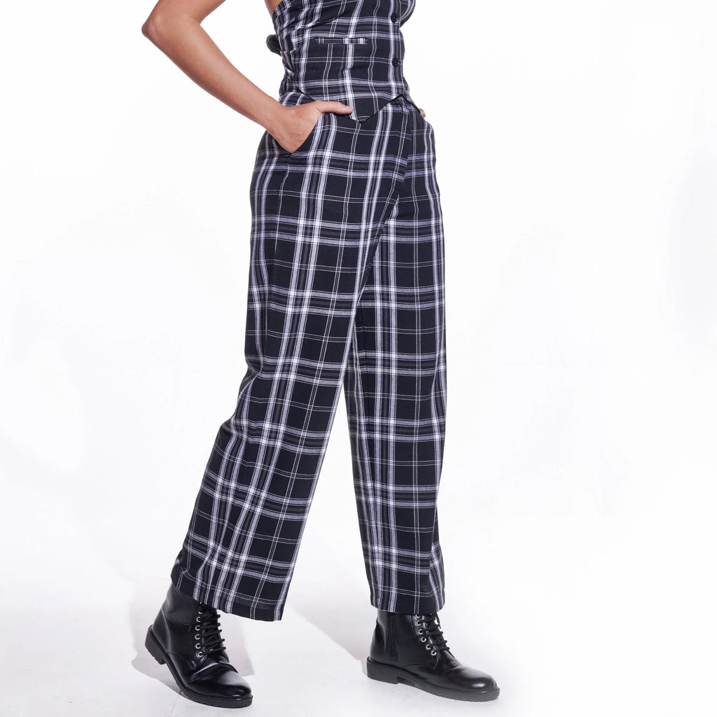 Checkered Wide Leg Pants - I Z F