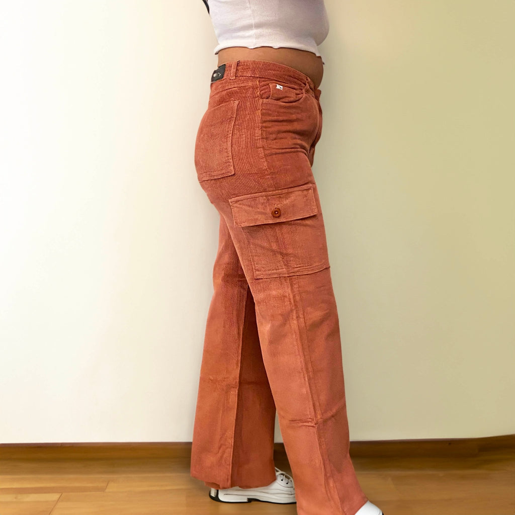Coral Corduroy Cargo Vintage Pants - I Z F
