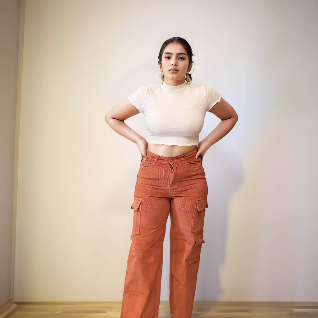 Coral Corduroy Cargo Vintage Pants - I Z F