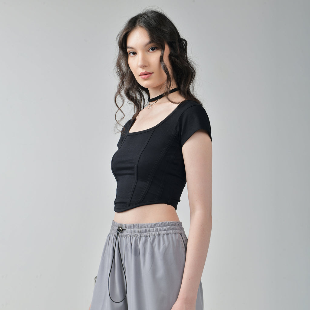 Corset Crop Top - Black - I Z F