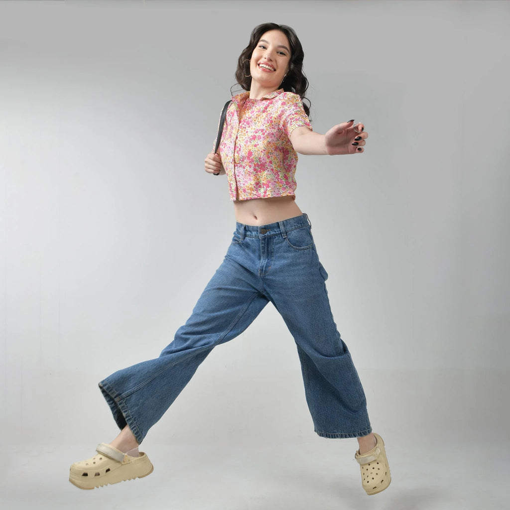 Crop boxy shirt for women - Pink - I Z F