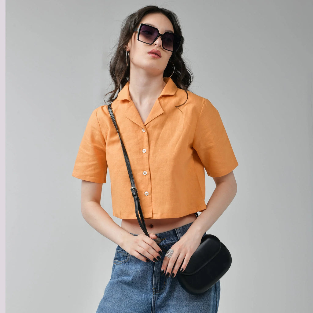 Crop Linen Shirts for women - I Z F
