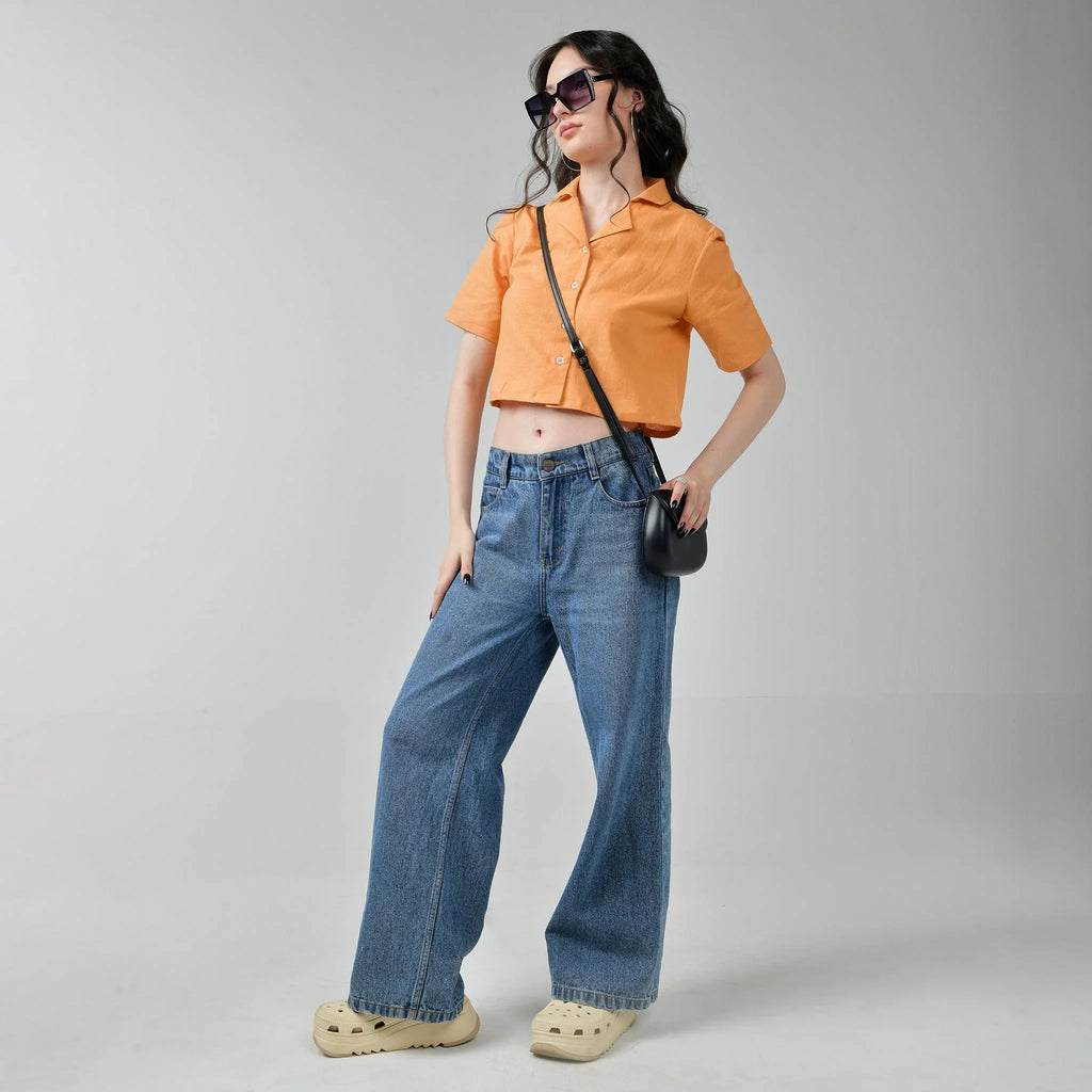 Crop Linen Shirts for women - I Z F