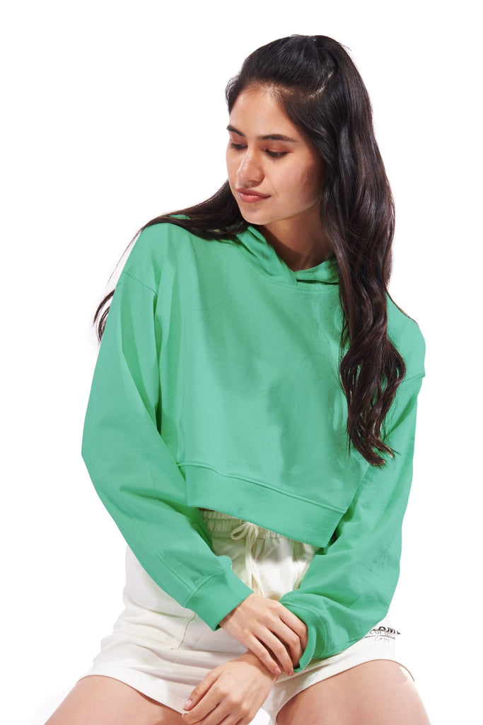 Green Crop Oversized Hoodie - I Z F