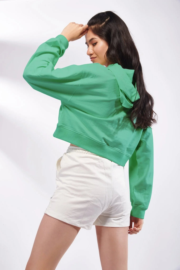 Green Crop Oversized Hoodie - I Z F