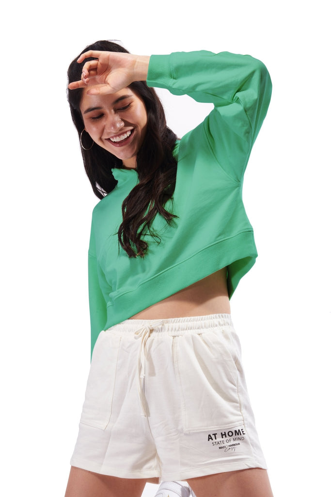 Green Crop Oversized Hoodie - I Z F