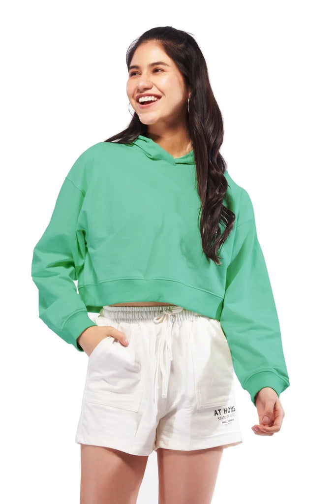 Green Crop Oversized Hoodie - I Z F