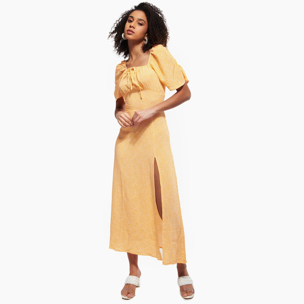 Green High Side Slit Midi Summer Dress - I Z F