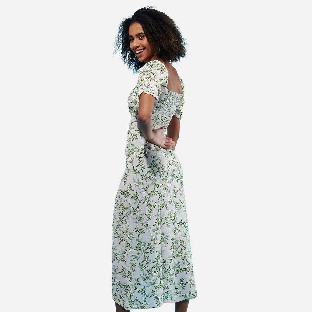 Green High Side Slit Midi Summer Dress - I Z F