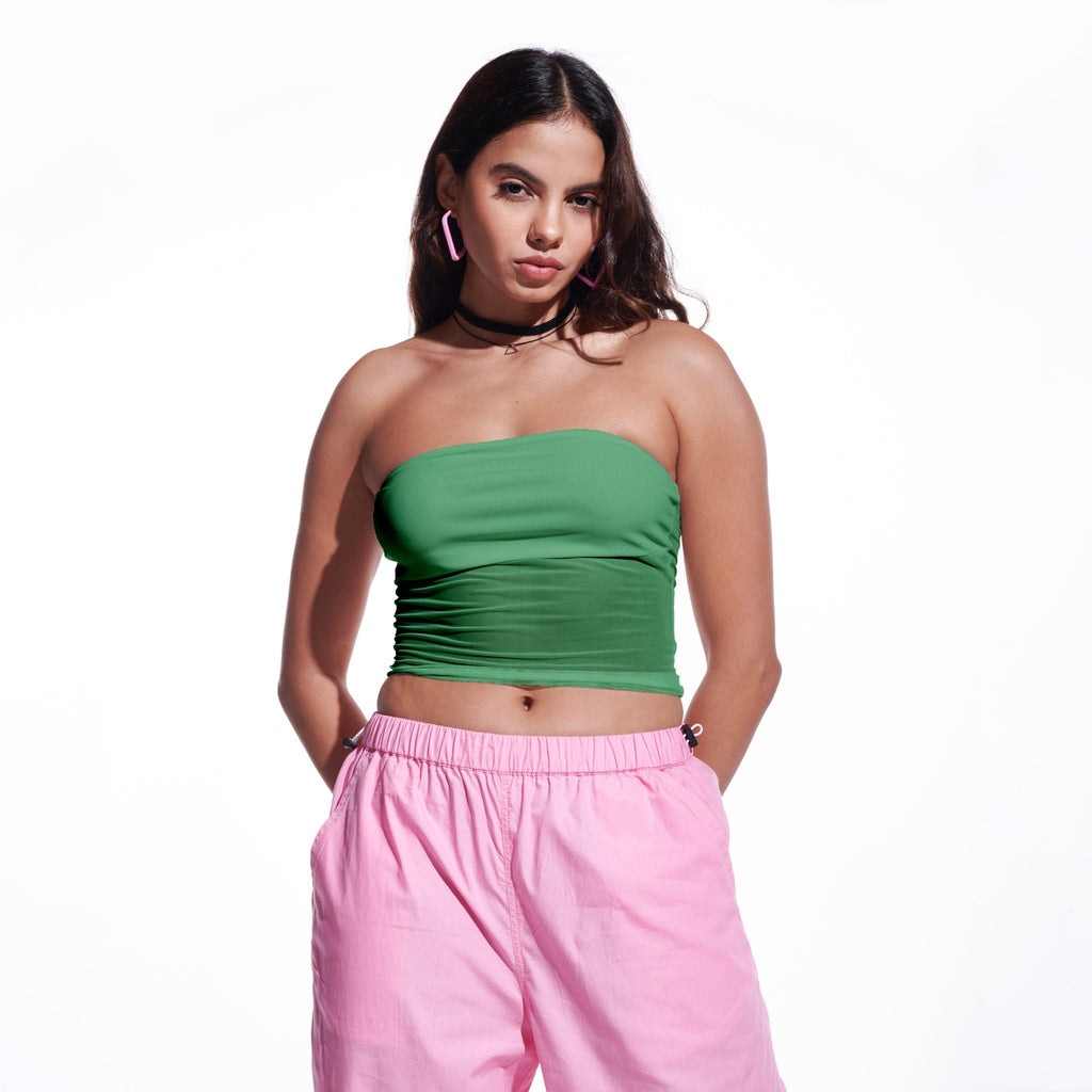 Green Mesh Tube Top - I Z F