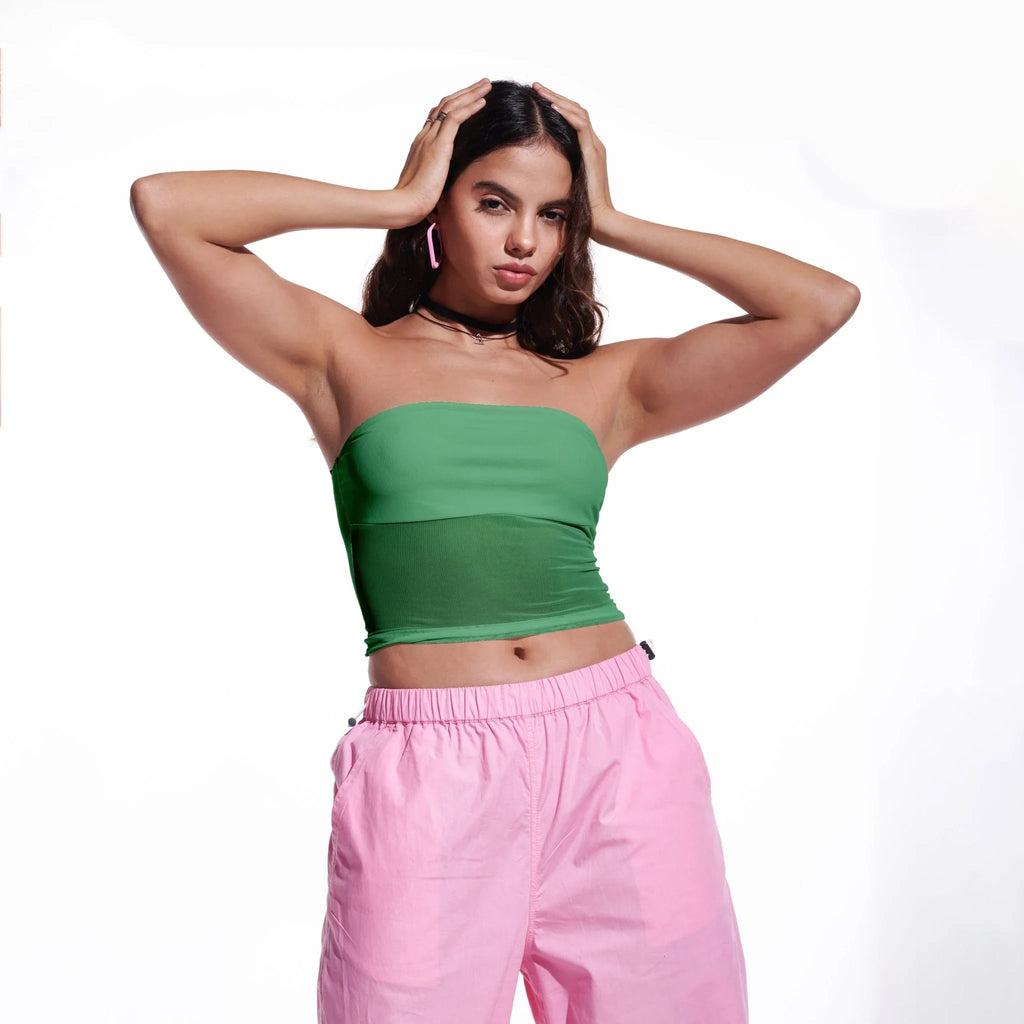 Green Mesh Tube Top - I Z F