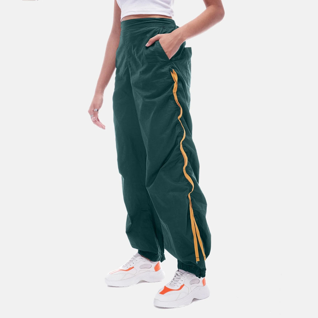 Green Taped Parachute Pants - I Z F
