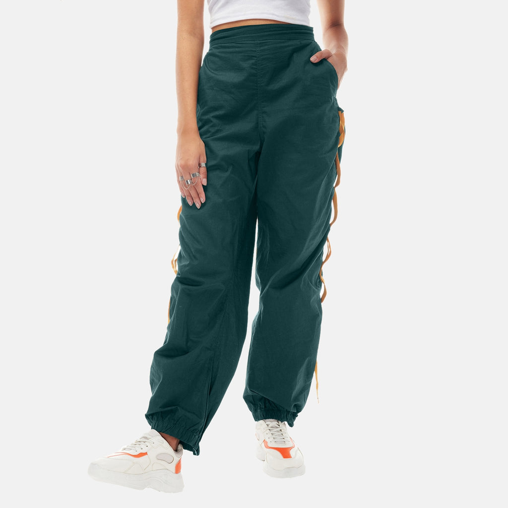 Green Taped Parachute Pants - I Z F