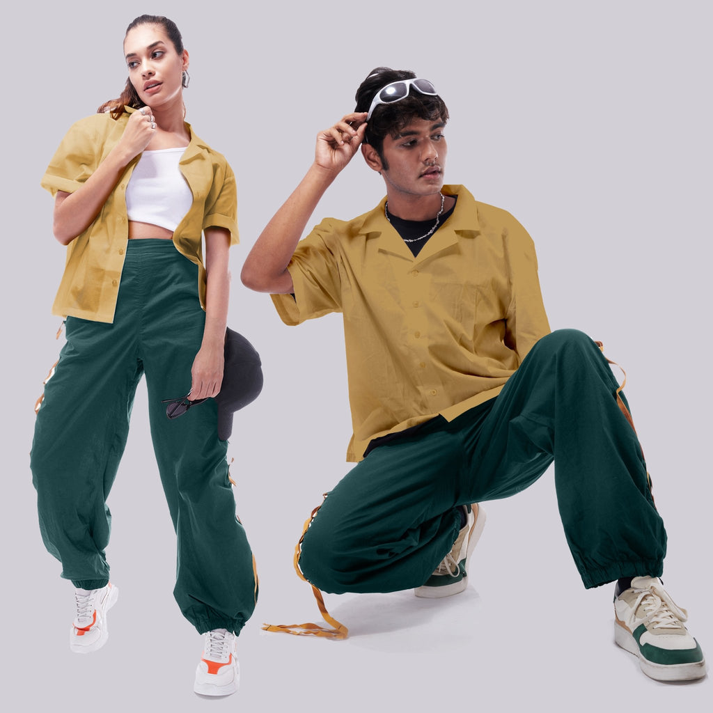 Green Taped Parachute Pants - I Z F