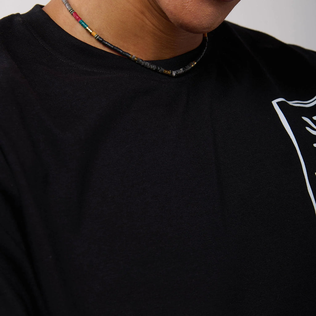 Grey Air Parachute Pants & Black oversized printed Tee Set - I Z F