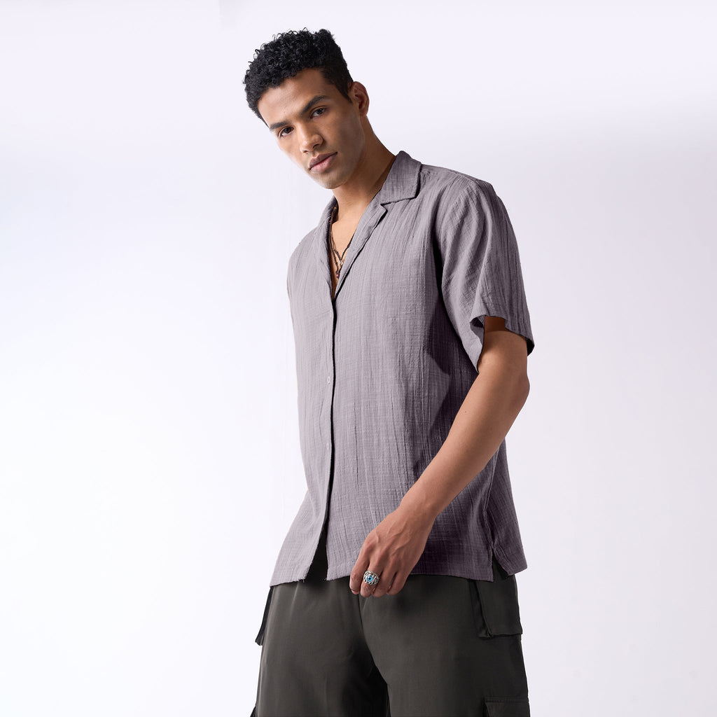 Grey soft textured holiday shirt - I Z F