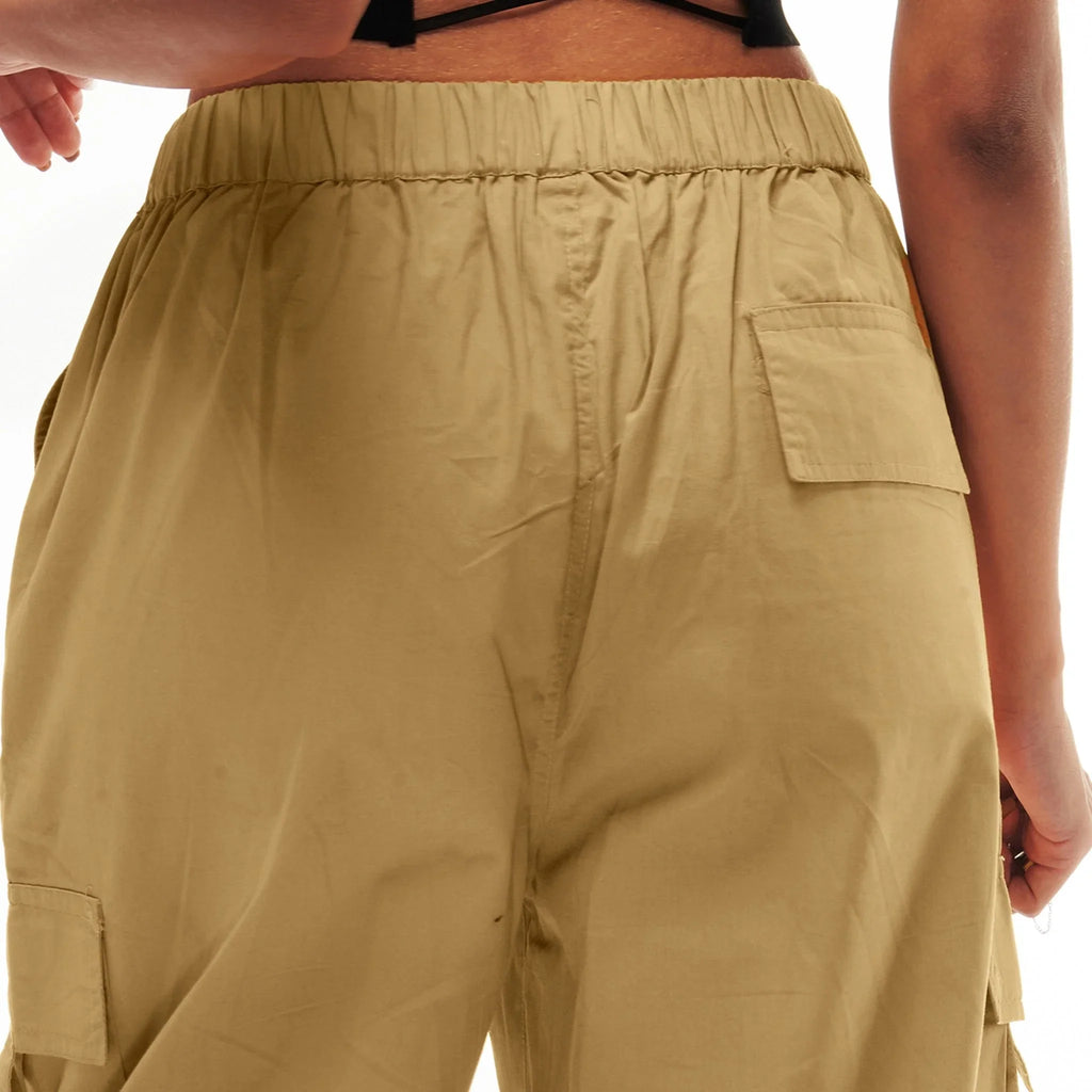 Khaki Cargo & Gunmetal Basic Parachute Pants Combo - I Z F