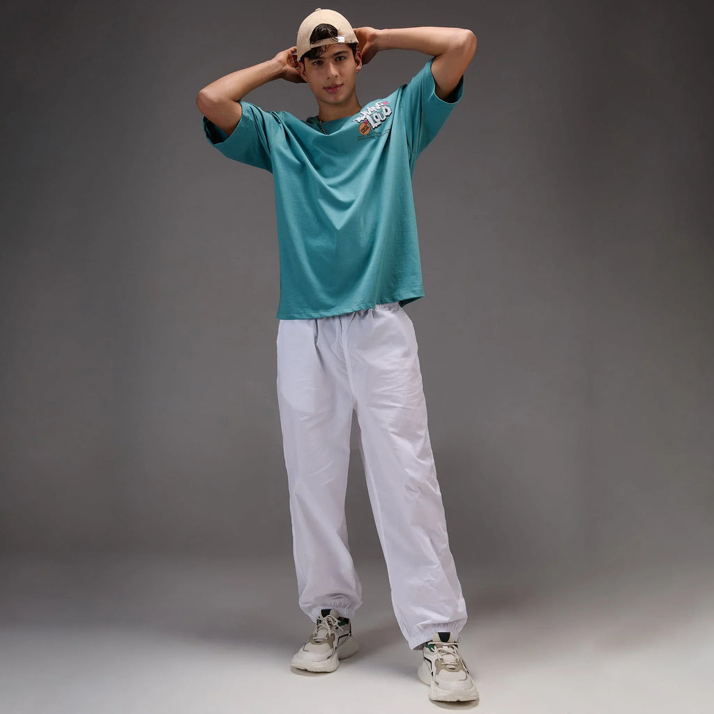 " Living Loud " Blue Oversize T-shirt for Mens - I Z F