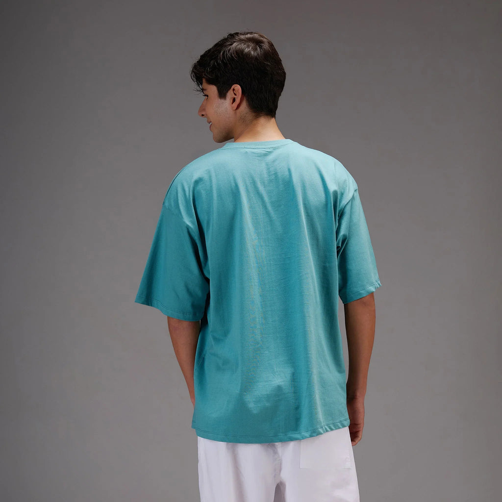 " Living Loud " Blue Oversize T-shirt for Mens - I Z F