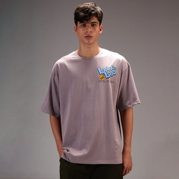 " Living Loud " Grey Oversize T-shirt for Mens - I Z F