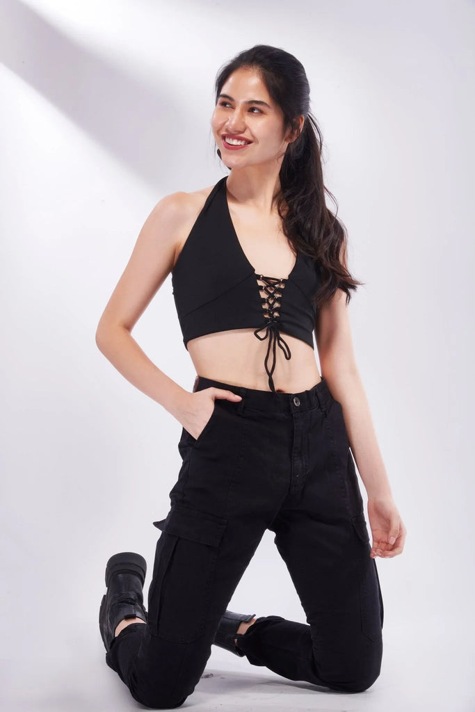 Maddy Tie - Up Halter Top - I Z F