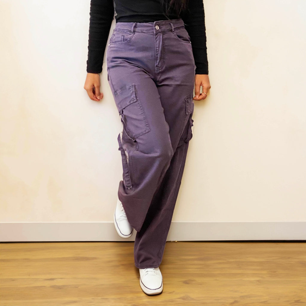 Mauve Straight Cargo Pants - I Z F