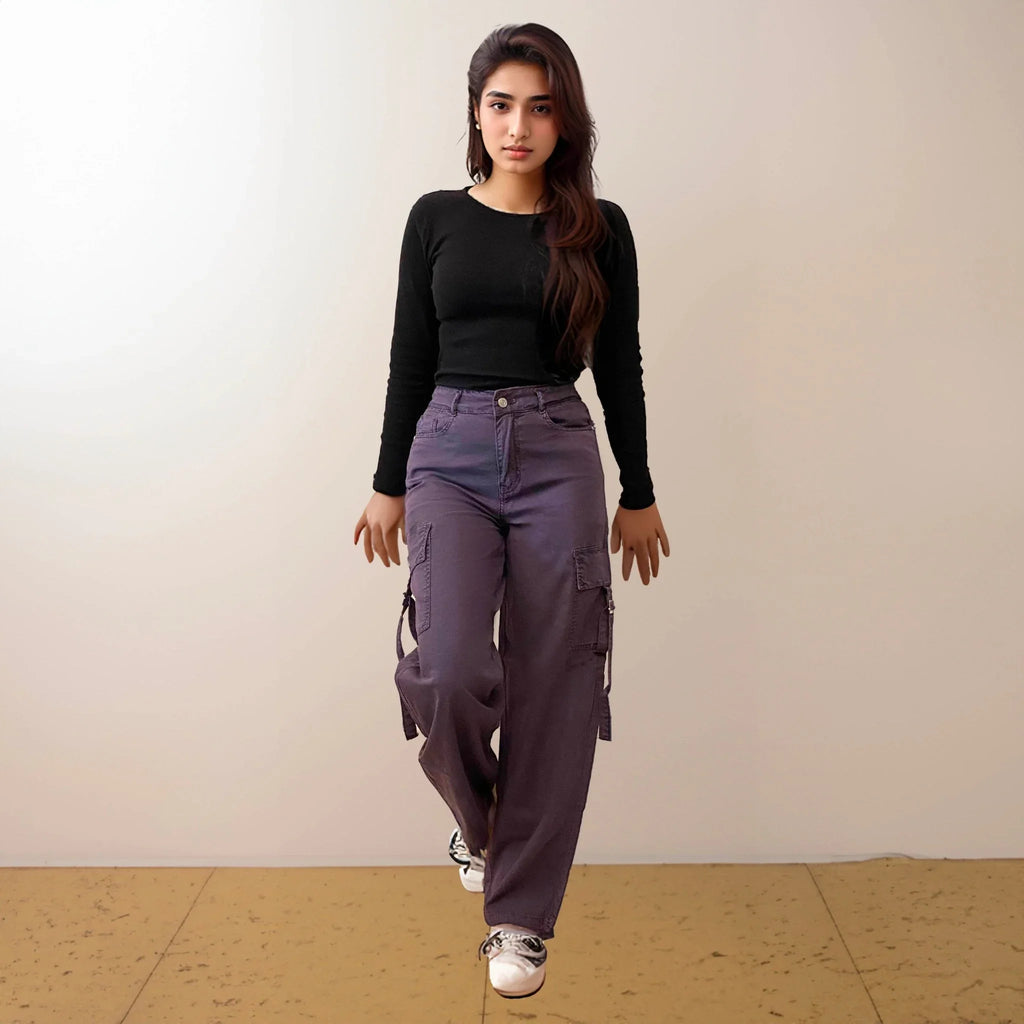 Mauve Straight Cargo Pants - I Z F