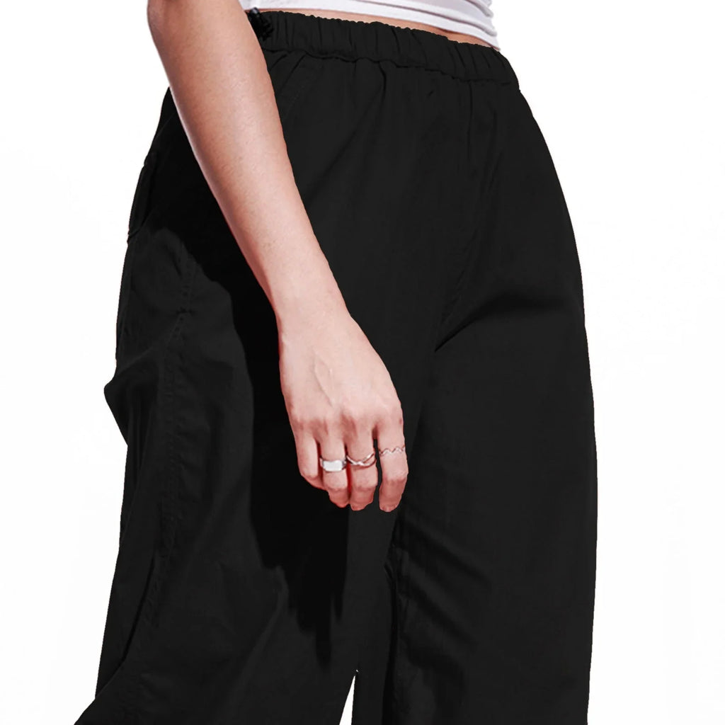 Mesh top and Black parachute pant set - I Z F