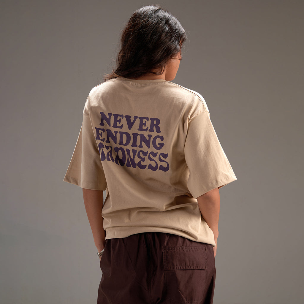 " Never ending Madness " Beige Oversize T-shirt For Women - I Z F