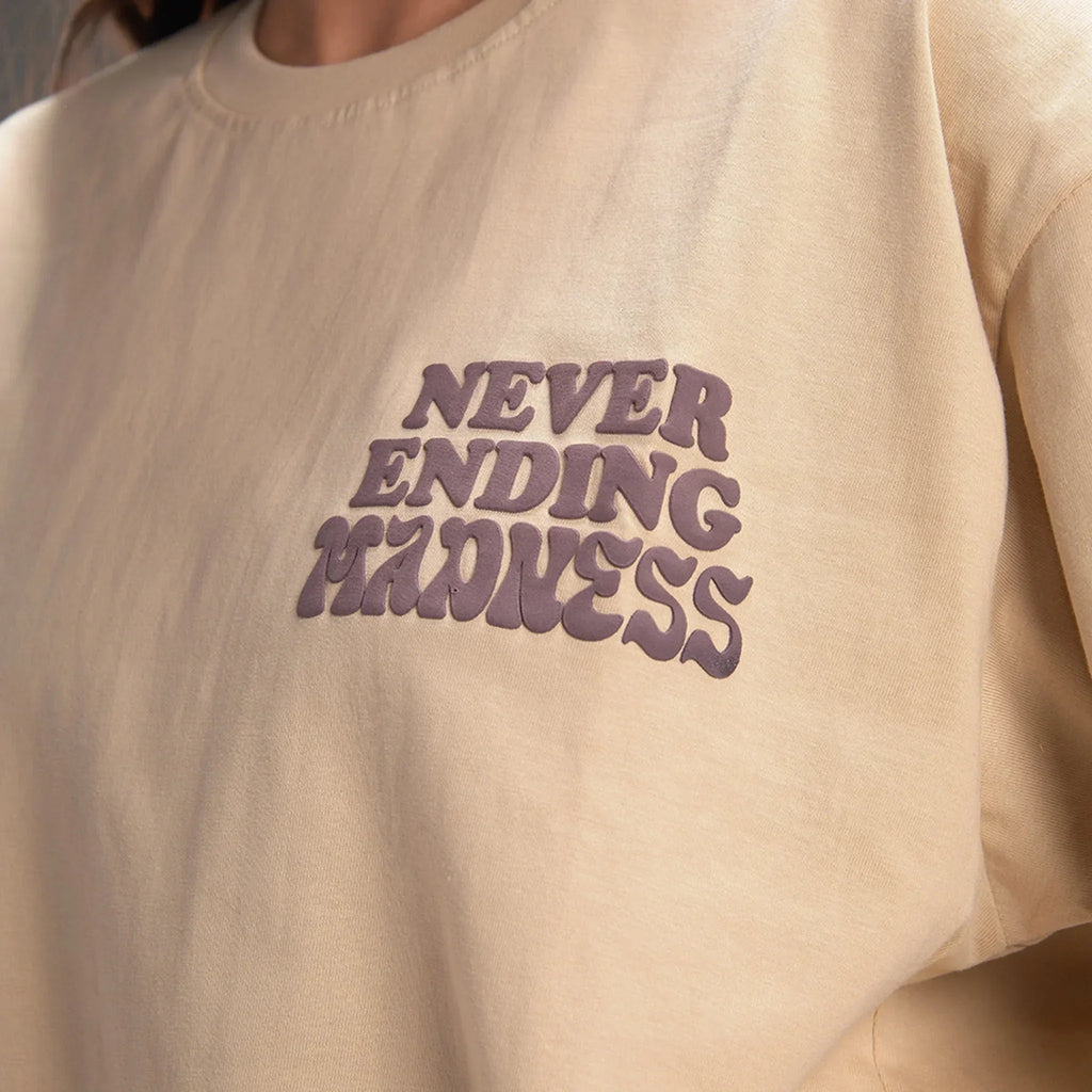 " Never ending Madness " Beige Oversize T-shirt For Women - I Z F