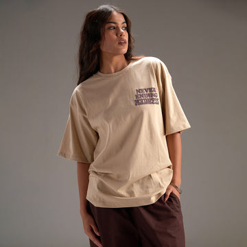 " Never ending Madness " Beige Oversize T-shirt For Women - I Z F